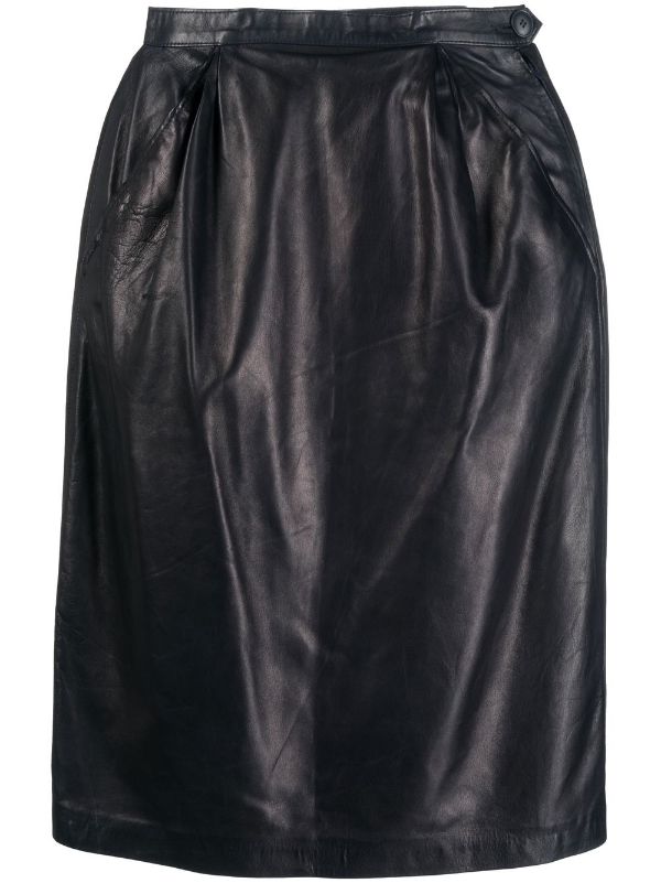 Yves Saint Laurent Pre-Owned 1980s straight skirt - Black Leggings