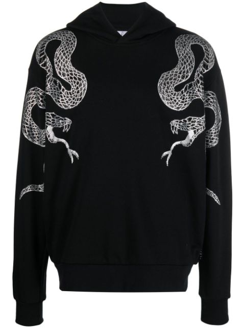 Philipp Plein embellished snake-print detail hoodie Men