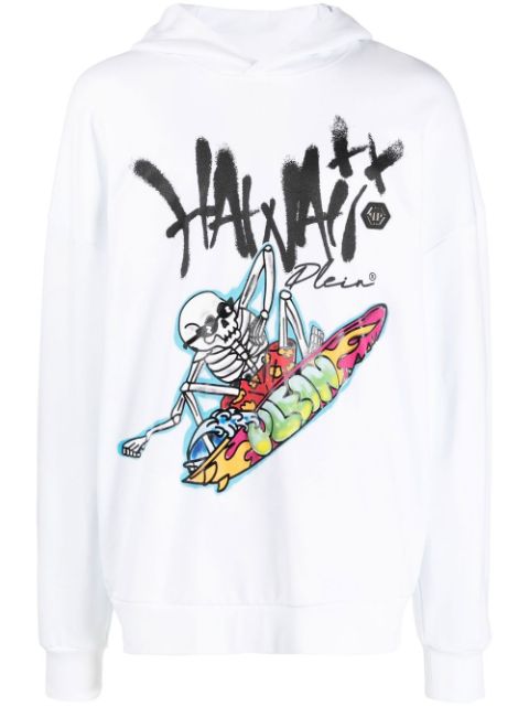 Philipp Plein Hawaii-print cotton hoodie Men