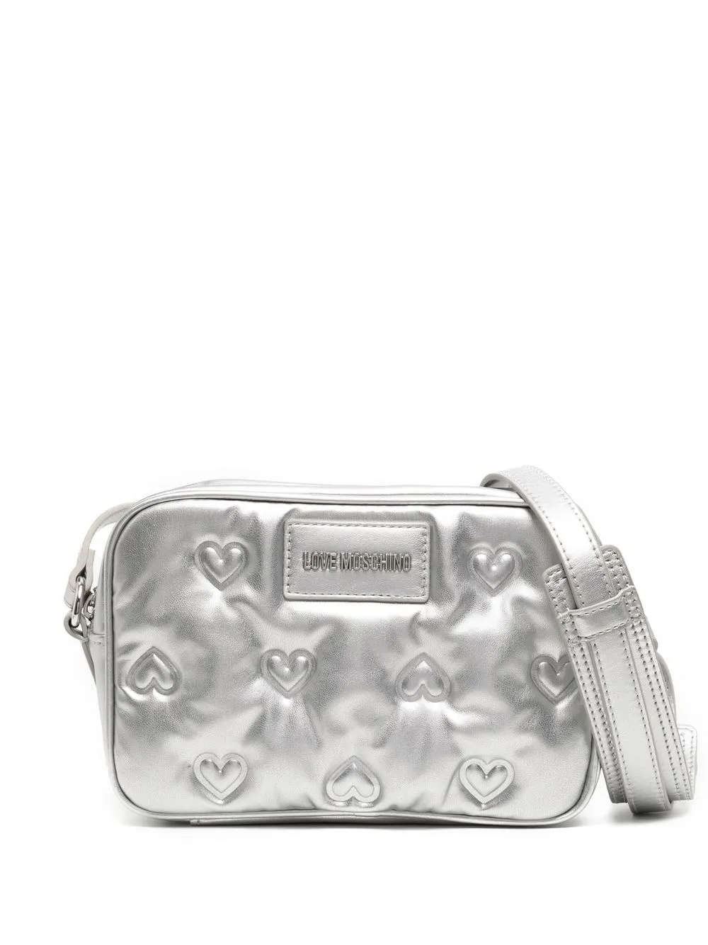 

Love Moschino heart-quilted leather shoulder bag - Silver