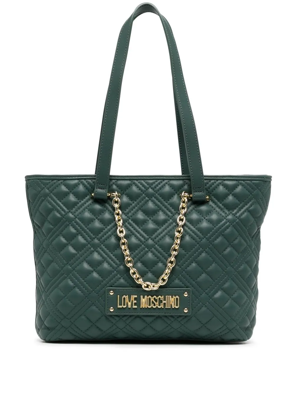 

Love Moschino quilted leather tote bag - Green