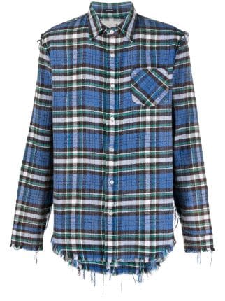 R13 bleached distressed Plaid Shirt Farfetch