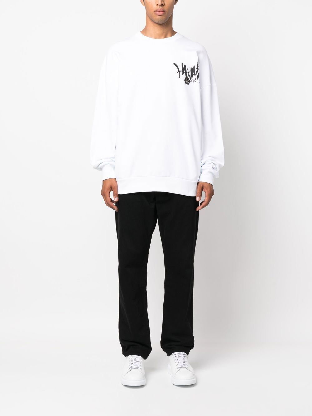 Shop Philipp Plein Hawaii Long-sleeve Sweatshirt In White