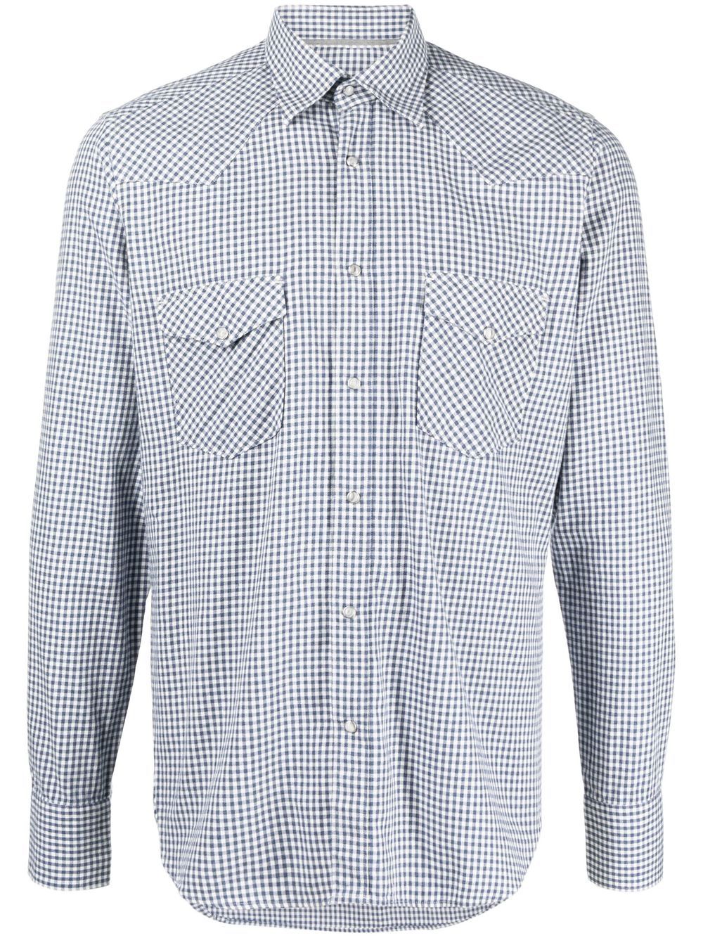 

Tintoria Mattei camisa manga larga con motivo de cuadros gingham - Azul