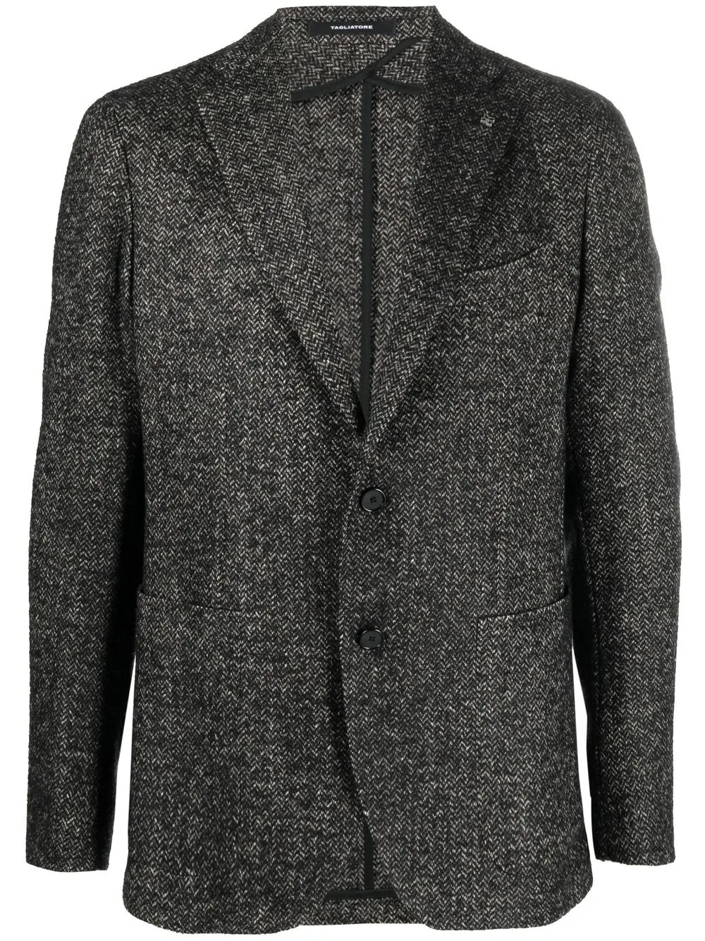 

Tagliatore blazer con botones y motivo de espiga - Negro
