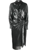 Brunello Cucinelli shiny wrap dress - Grey