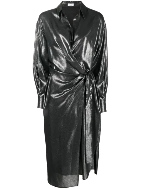Brunello Cucinelli shiny wrap dress