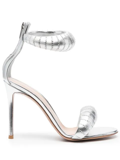 Gianvito Rossi sandalias metalizadas con detalles de cristal