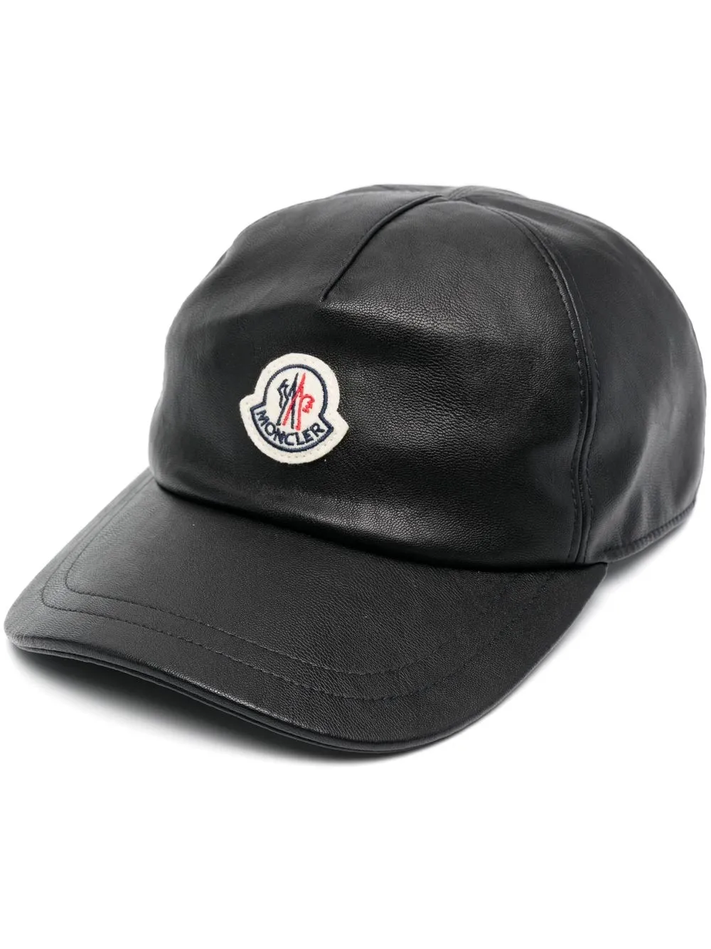 

Moncler leather logo-patch cap - Black