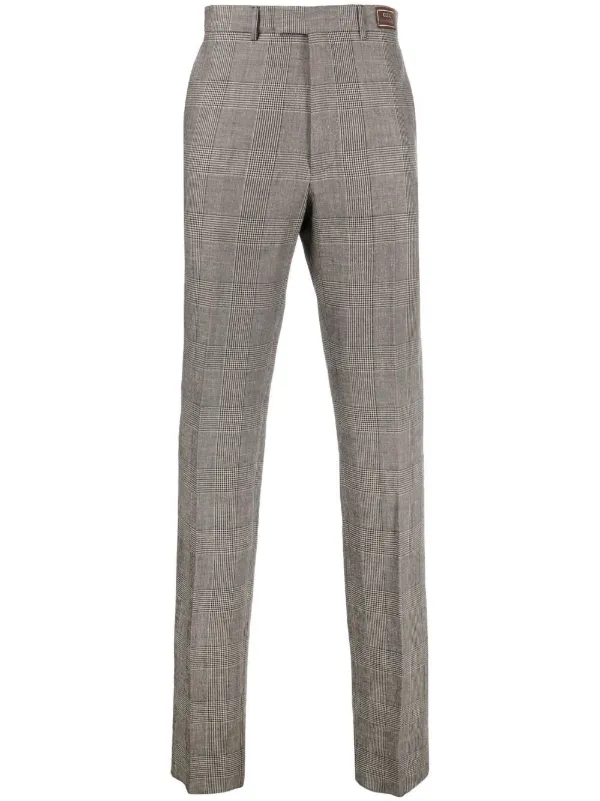 【関税&送料込】Gucci Prince Of Wales Wool Linen Blend Pants Gucci - Prince of Wales checked wool-linen blend trousers
