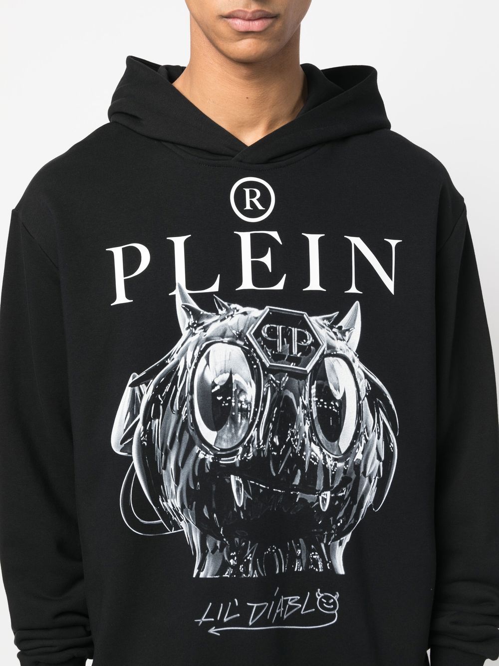 Shop Philipp Plein Graphic-print Pullover Hoodie In Black
