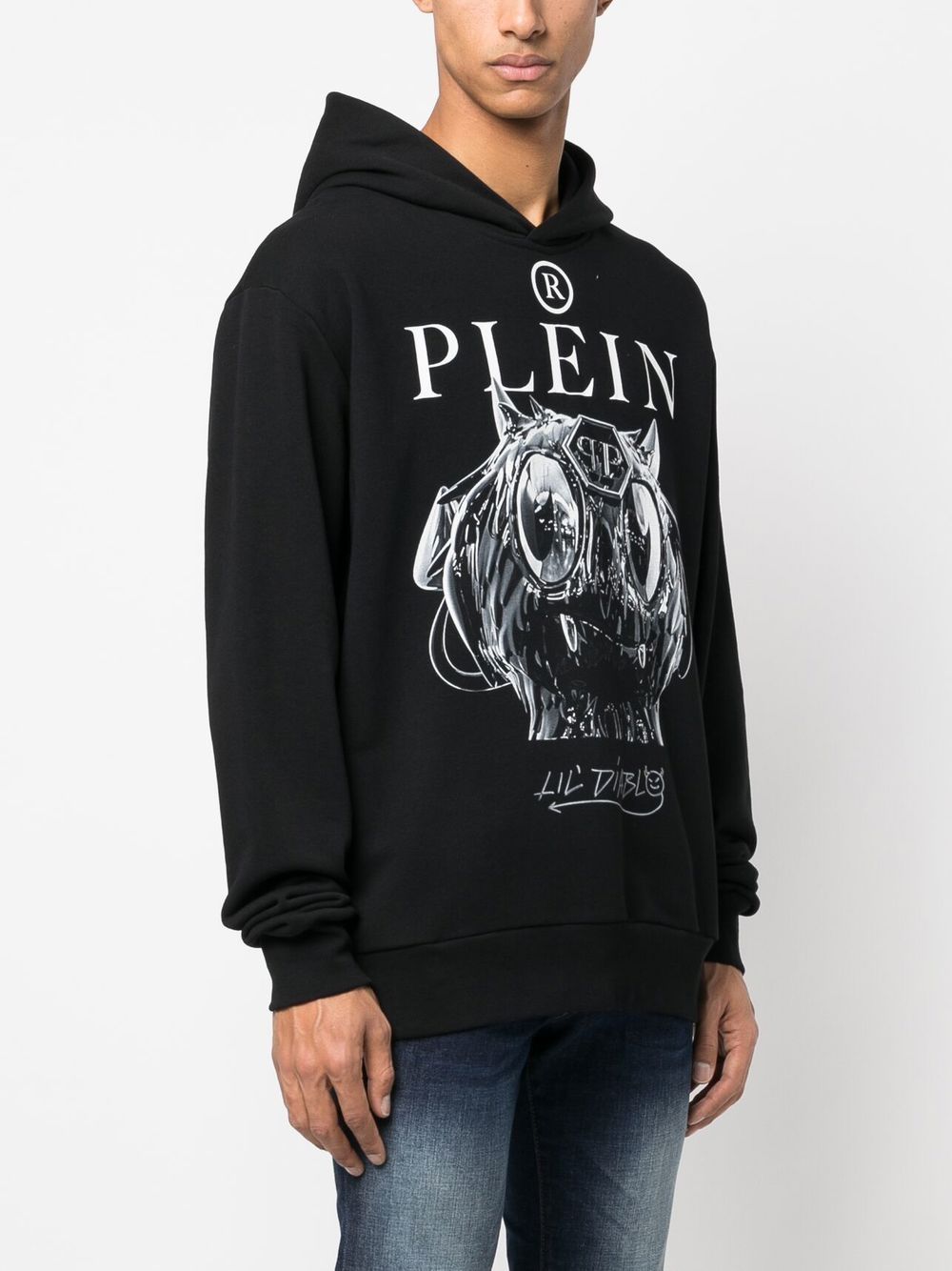 Shop Philipp Plein Graphic-print Pullover Hoodie In Black