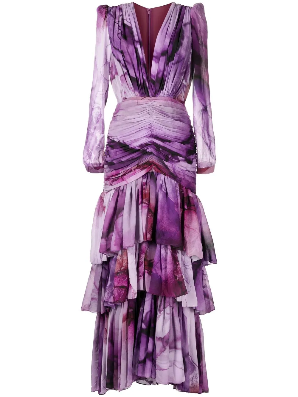 

Costarellos ruffle-detail tiered evening dress - Purple