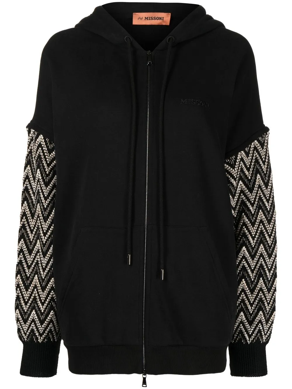 

Missoni hoodie con logo bordado y mangas chevron - Negro