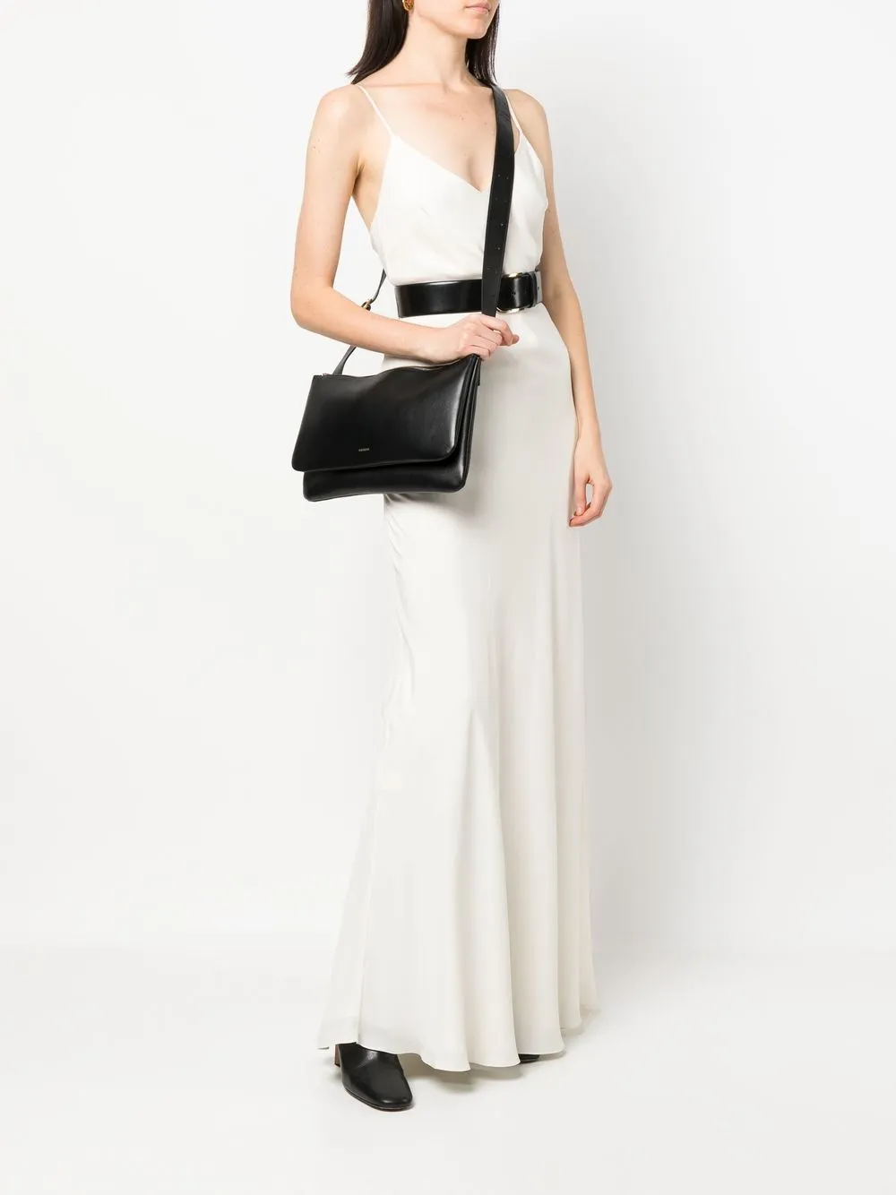 Jil Sander Crossbodytas met logo-reliëf - Zwart