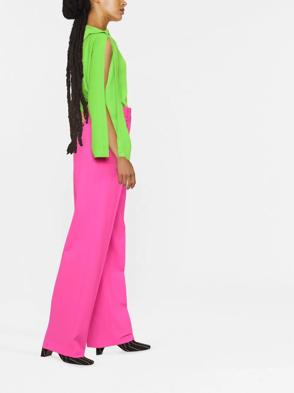  Msgm Straight-leg Wool Trousers - Pink 