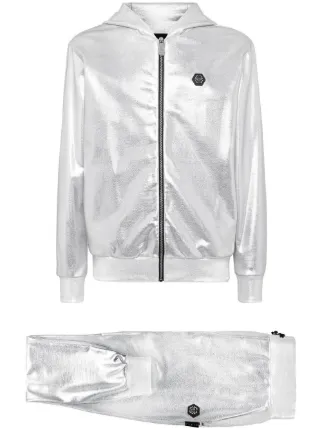 Philipp Plein metallic effect Tracksuit Set Silver FARFETCH AO