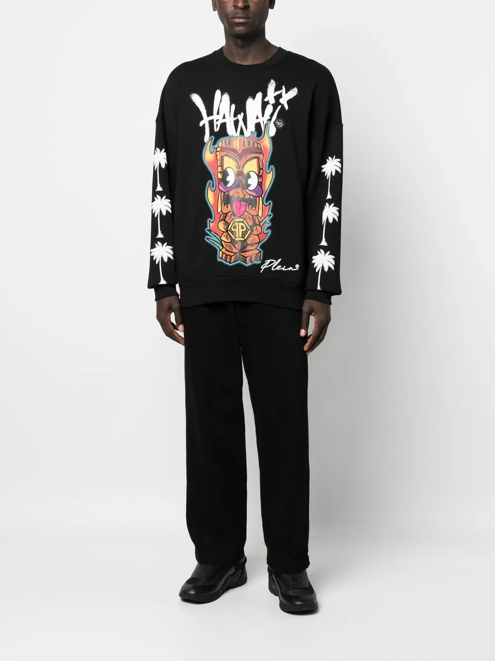 Philipp Plein Sweater met grafische print - Zwart