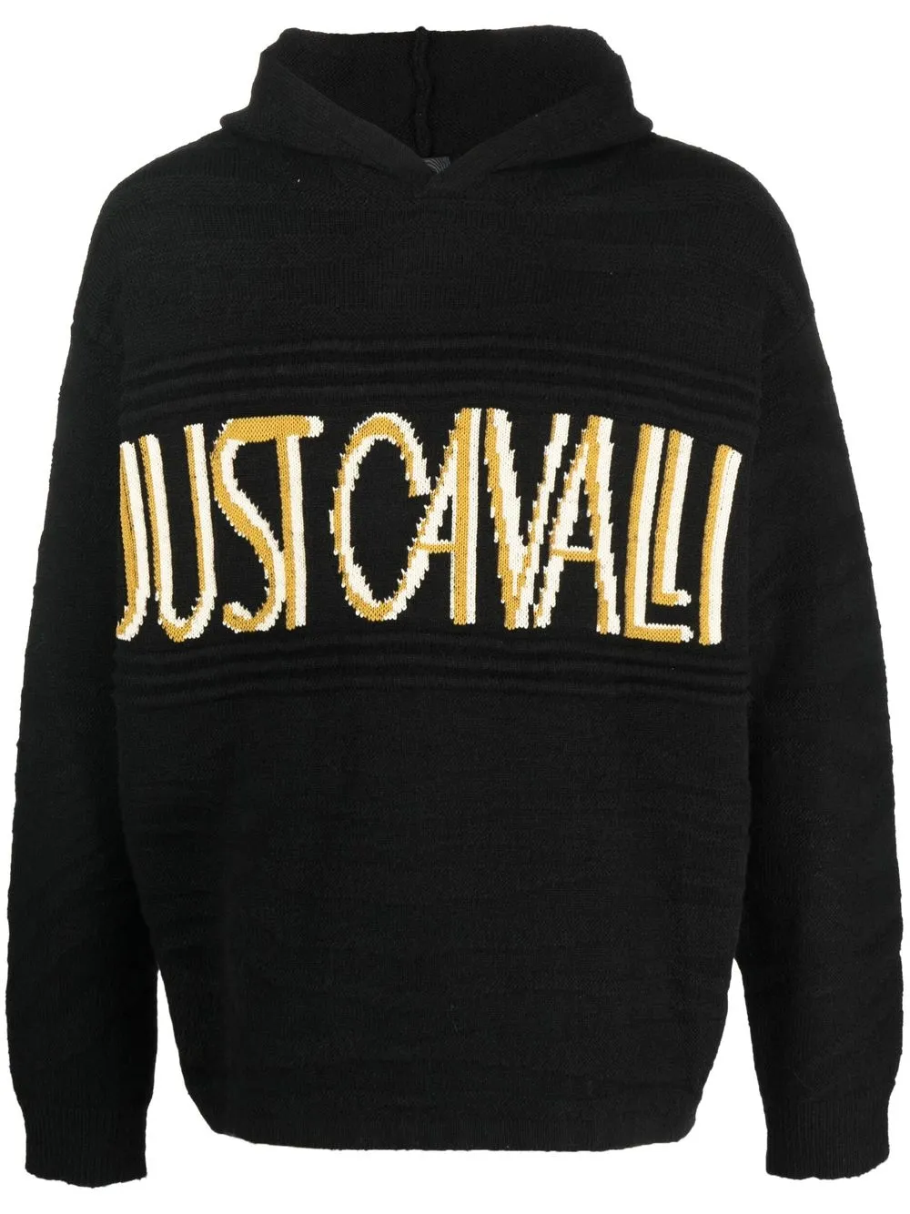 

Just Cavalli hoodie tejida en intarsia con logo - Negro