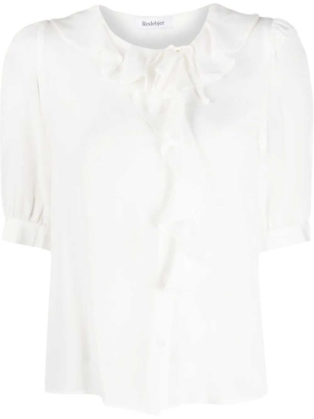 

Rodebjer blusa con ribete de volantes - Blanco