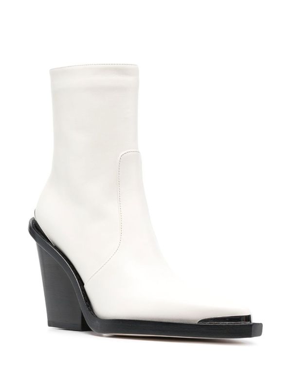 block heel white ankle boots