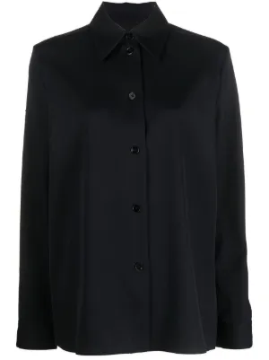 Jil Sander ノーカラー シャツ | ブルー | FARFETCH JP