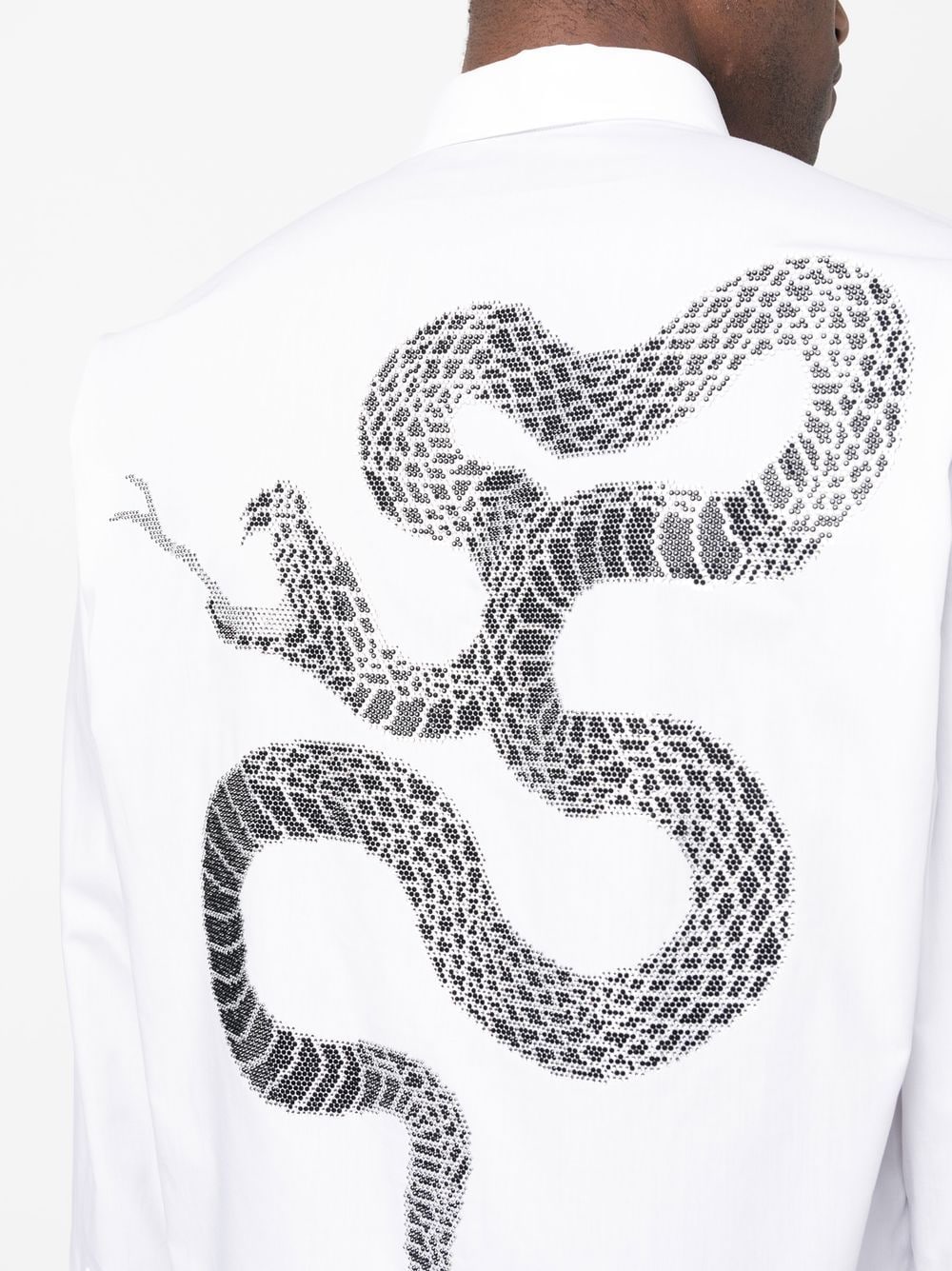 Shop Philipp Plein Snake Detail Long-sleeve Shirt In White