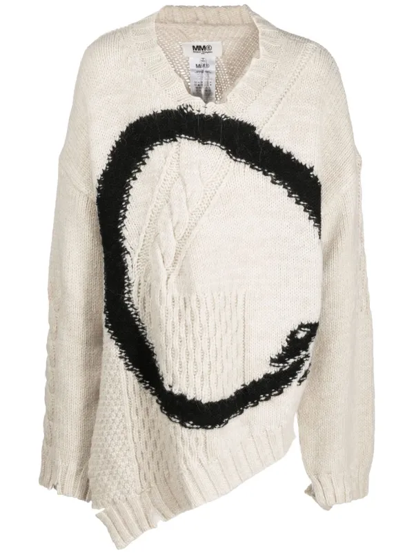 MM6 Maison Margiela Intarsia Circle cable-knit Jumper - Farfetch