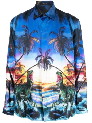 AMIRI Twisted Palms Tapestry Overshirt | Black | FARFETCH