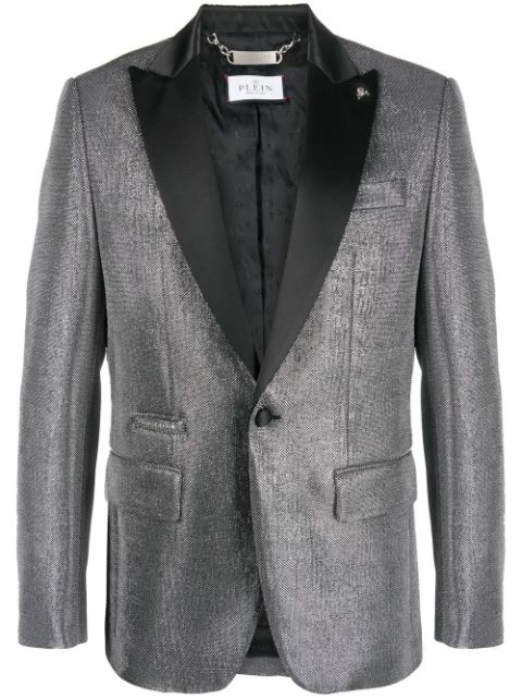 Philipp Plein metallic-finish single-breasted blazer Men