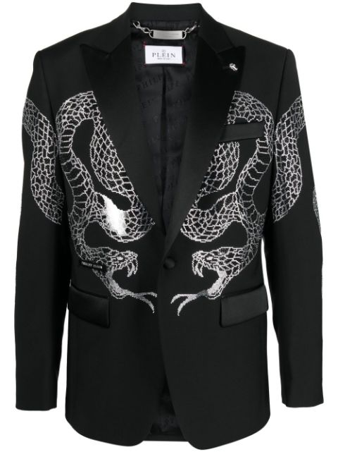 Philipp Plein crystal-embellished single-breasted blazer Men