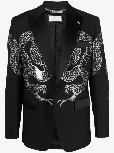 Philipp Plein crystal-embellished single-breasted blazer