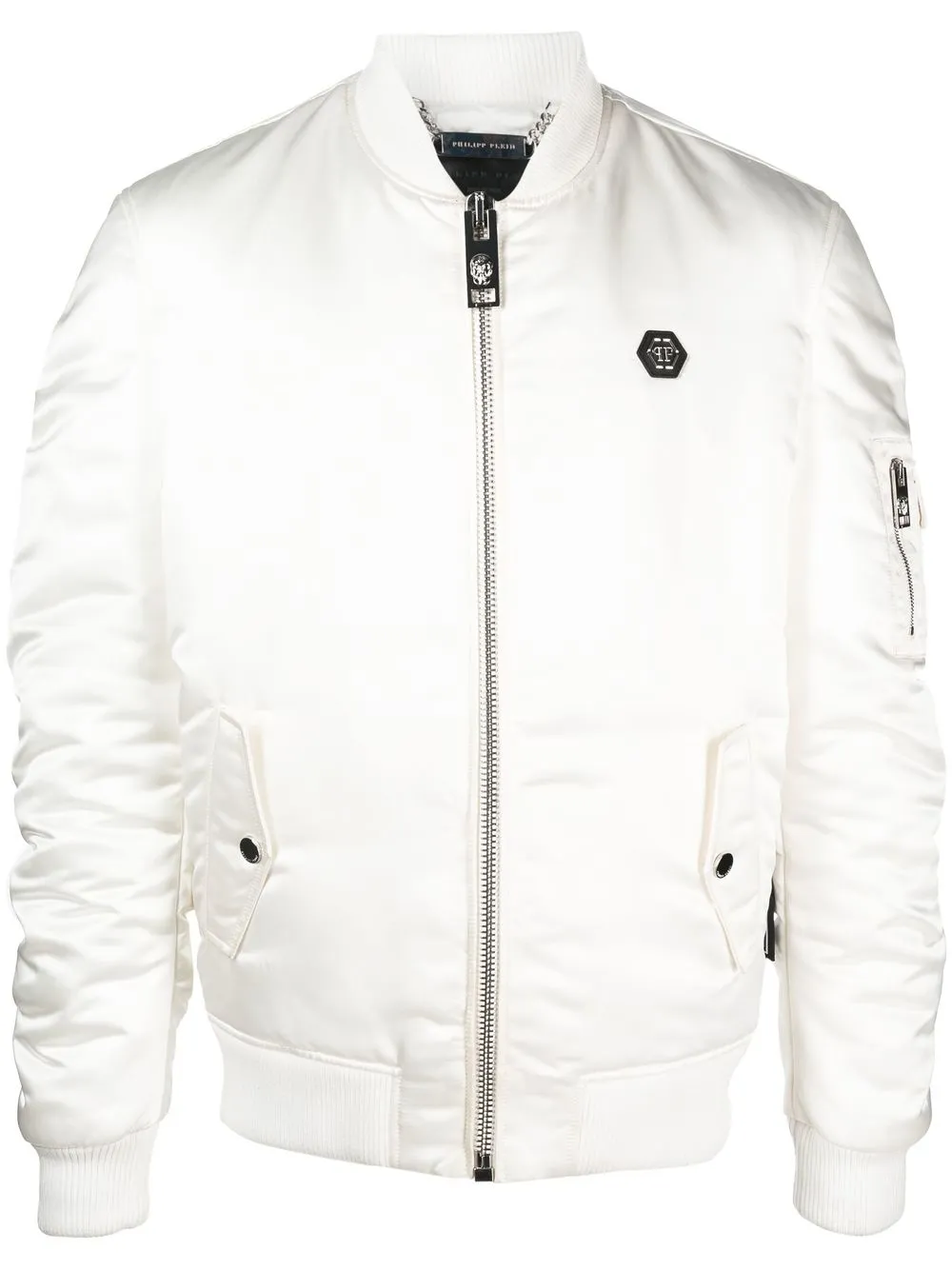

Philipp Plein Skull Bones padded bomber jacket - White