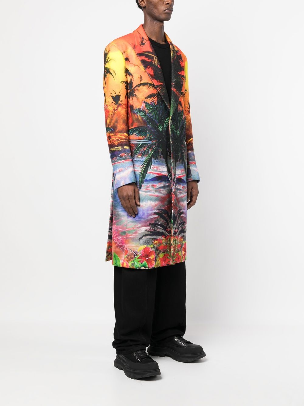 Shop Philipp Plein Hawaii Graphic-print Coat In Orange