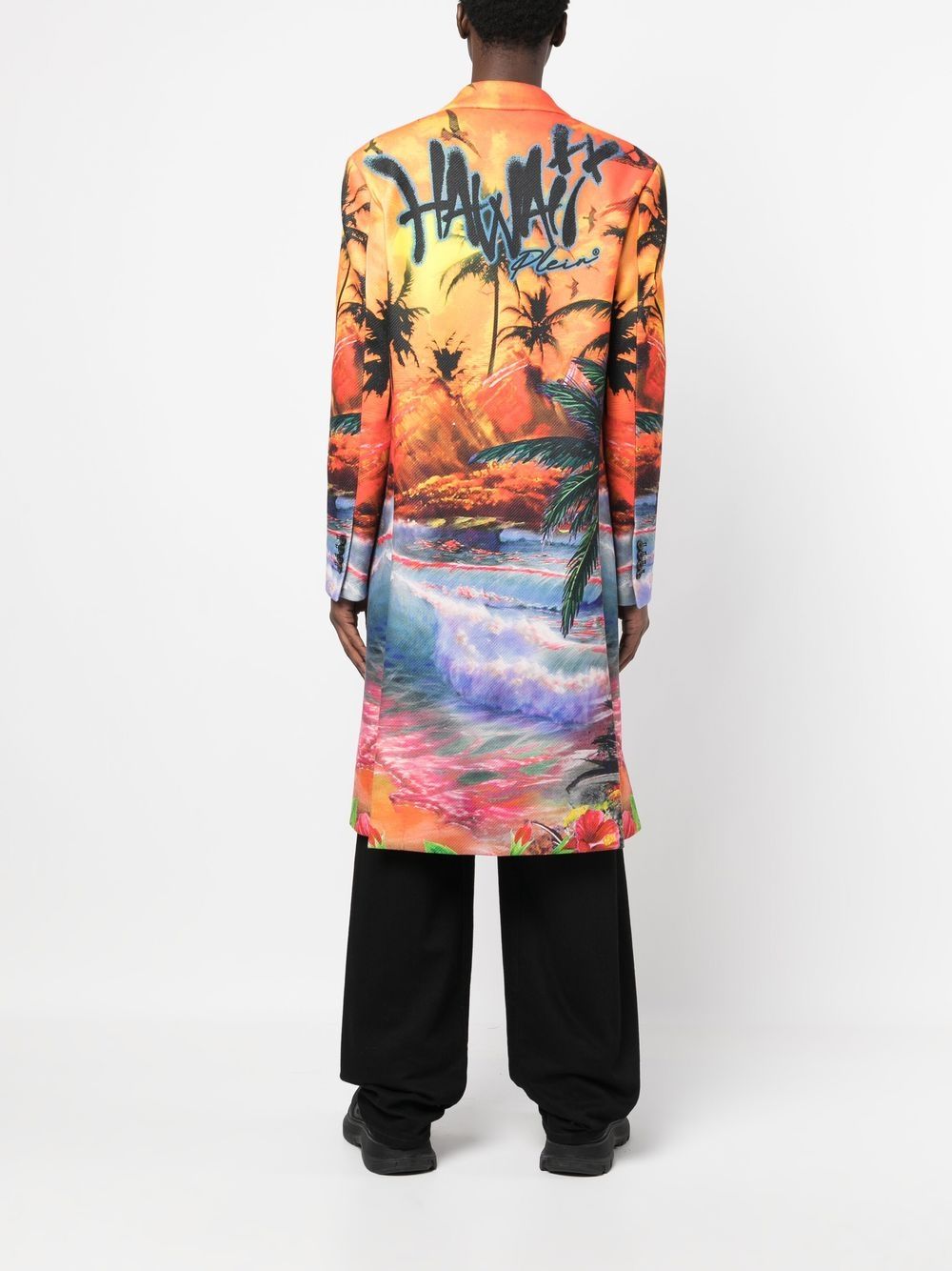 Shop Philipp Plein Hawaii Graphic-print Coat In Orange