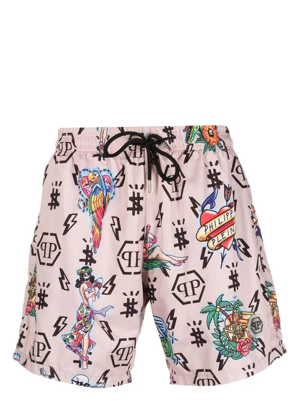 

Philipp Plein Hawaii logo-print swim trunks - Neutrals