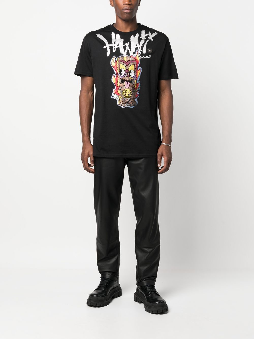 Shop Philipp Plein Hawaii Gem-print T-shirt In Black