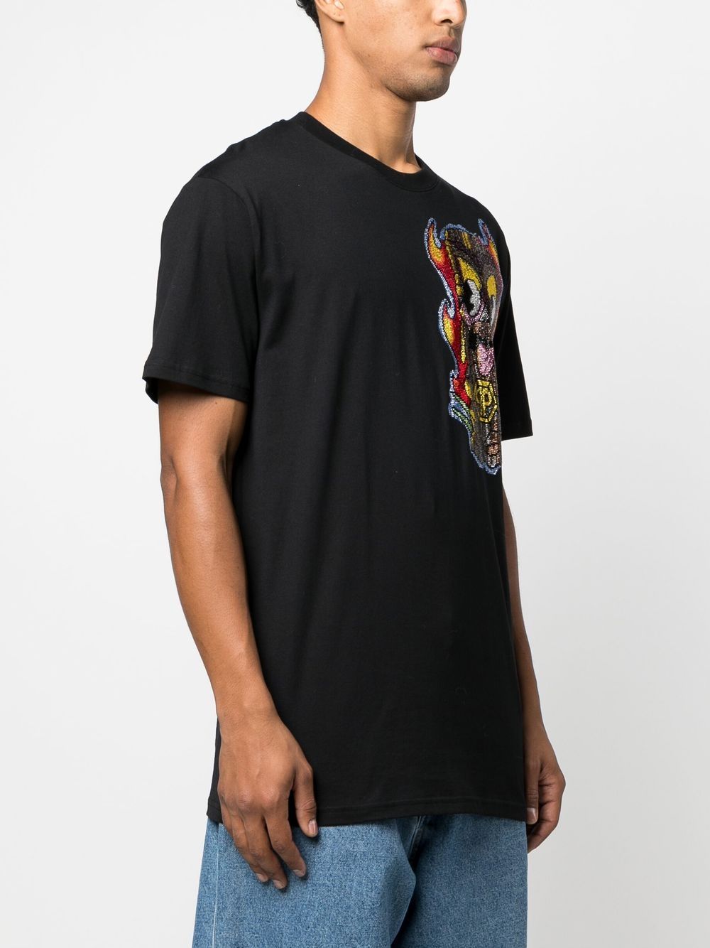 Shop Philipp Plein Hawaii Embellished Short-sleeve T-shirt In Black