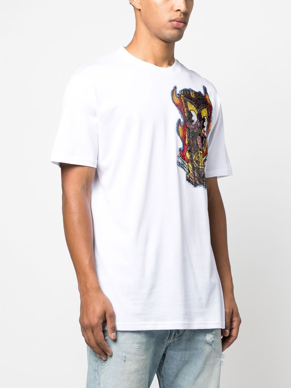 Shop Philipp Plein Hawaii Embellished Short-sleeve T-shirt In White