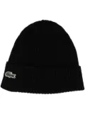 Lacoste Crocodile-patch wool beanie - Black
