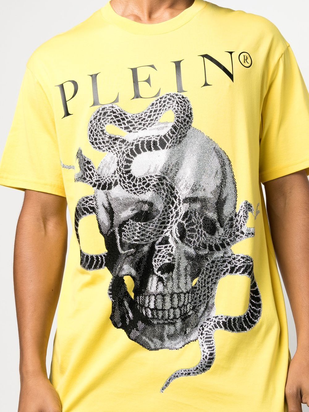 Shop Philipp Plein Snake-print Short-sleeve T-shirt In Yellow