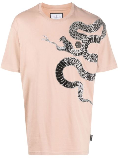 Philipp Plein embellished snake-print T-shirt Men