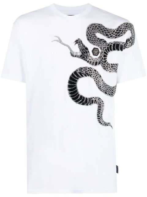 Philipp Plein embellished snake-print T-shirt Men