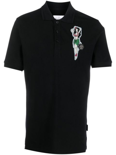 Philipp Plein logo-patch polo shirt Men