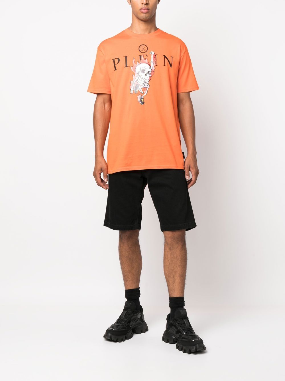Shop Philipp Plein Skully Gang Short-sleeve T-shirt In Orange