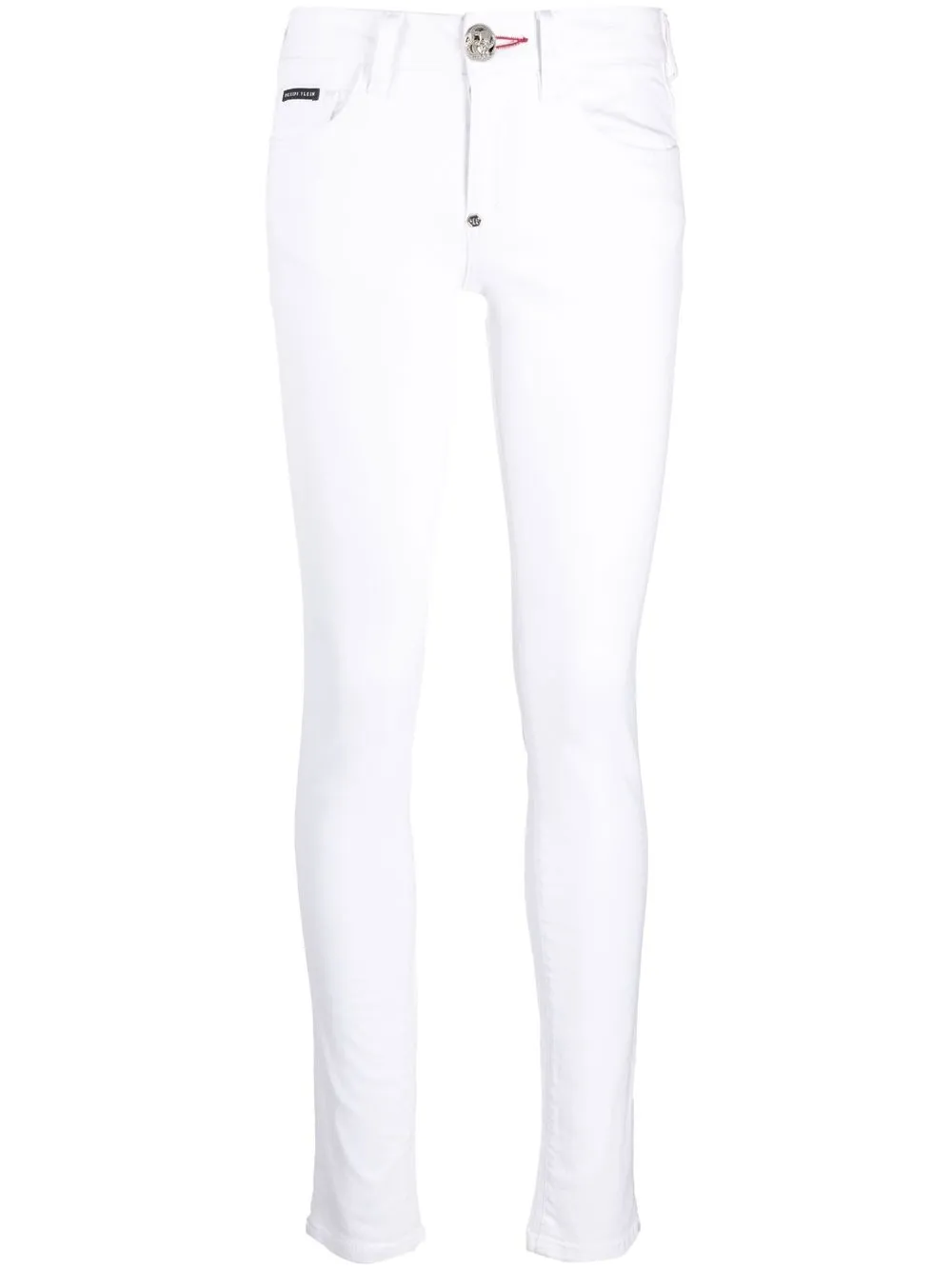 Philipp Plein Hand-print Skinny-cut Jeans In White