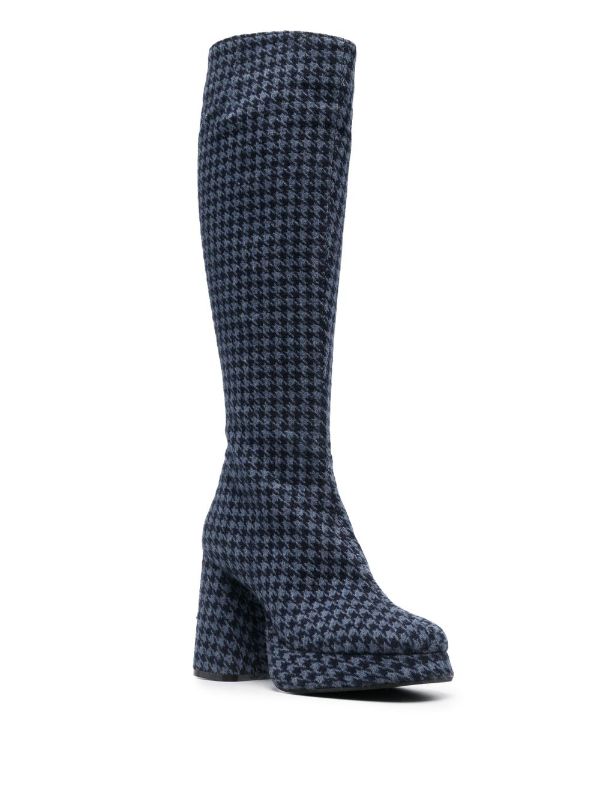 houndstooth knee high boots