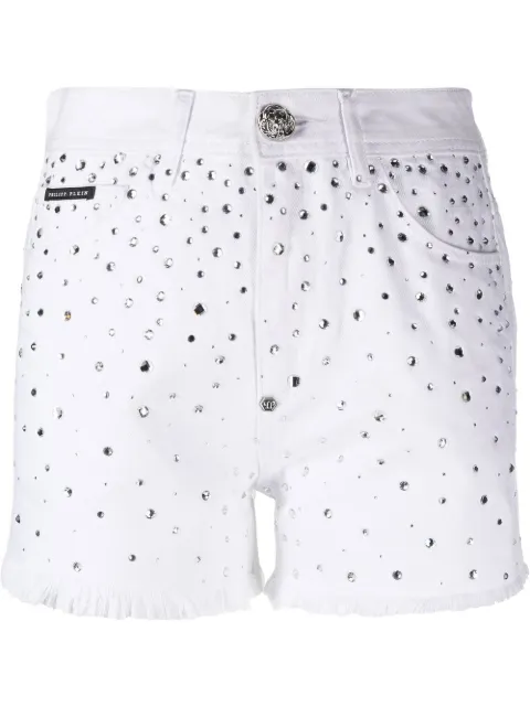 Philipp Plein logo-patch crystal-embellished shorts Women