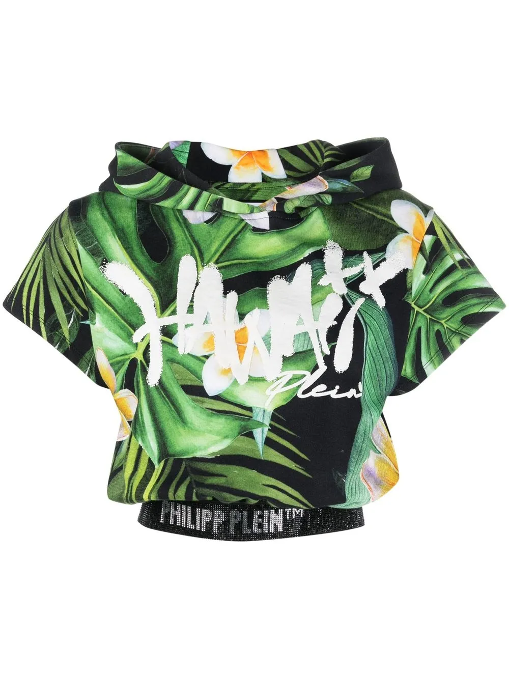 

Philipp Plein Hawaii-print cropped hoodie - Green