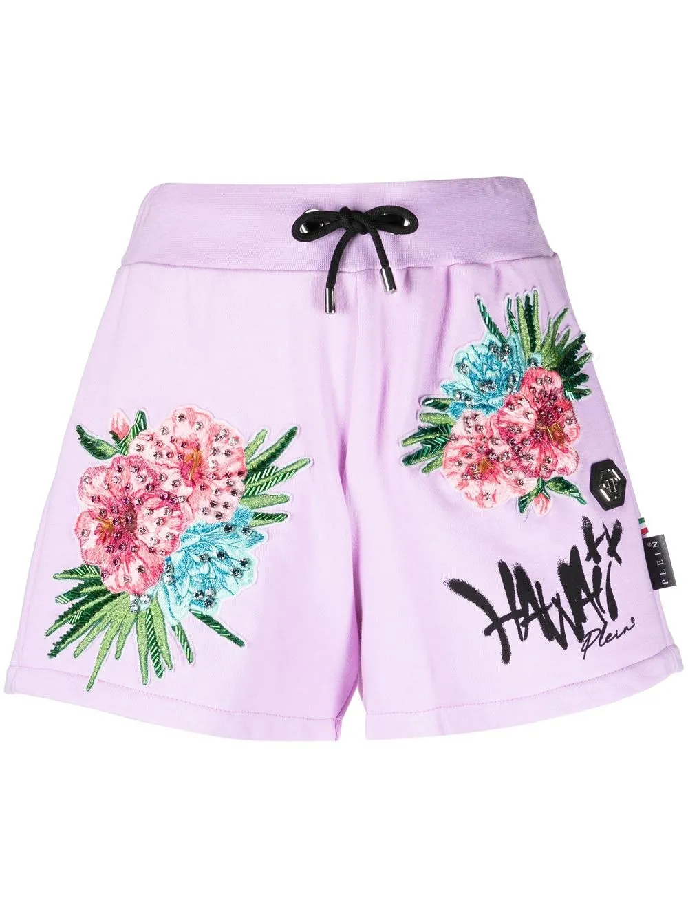 

Philipp Plein Hawaiian print drawstring shorts - Purple